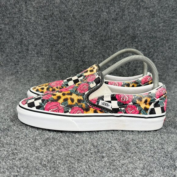 Vans Checkerboard Rose Cheetah Print Slip On Shoe Womens Size 7.5 Retro Athletic - Picture 4 of 11